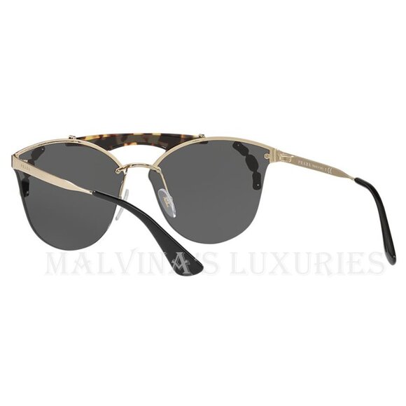 PRADA SUNGLASSES SPR 53U ROUND BROW BAR AVIATOR PILOT TORTOISE CRYSTAL DETAIL